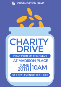 Blue Modern & Minimal Charity Drive Flyer A3 template