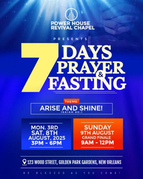 Copy of Blue Modern & Minimal Church Prayer And Fasting Encounter ...