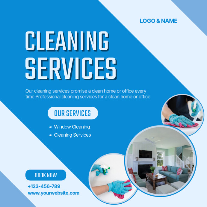 Blue Modern & Minimal Cleaning Service Company Advertising Instagram ...