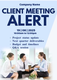Blue Modern & Minimal Cleint Meeting Alert  A1 template