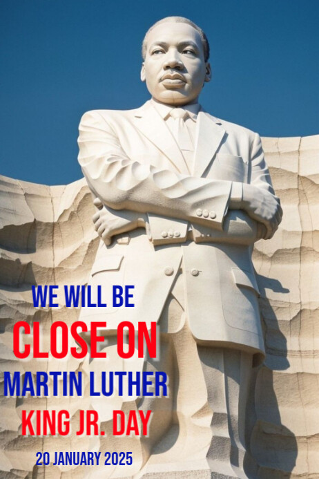 Blue Modern & Minimal Close For Martin Luther King Jr Day Poster ...
