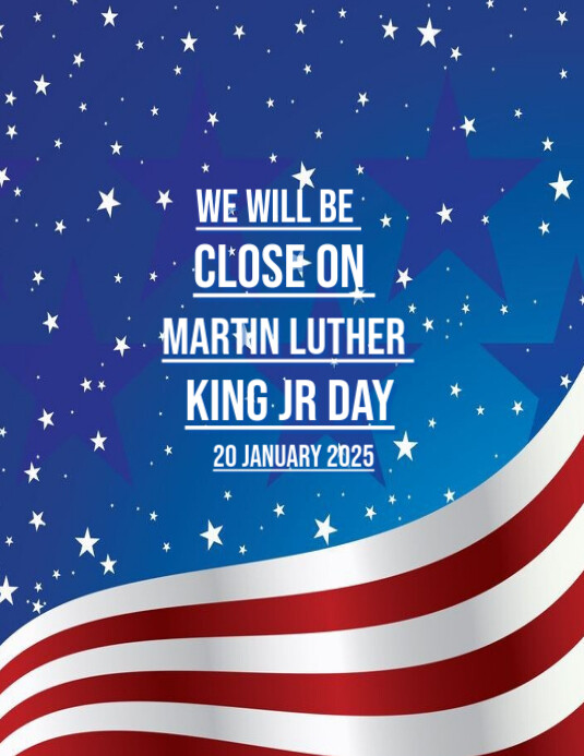 Blue Modern & Minimal Close For Martin Luther King Jr Day Flyer (us ...