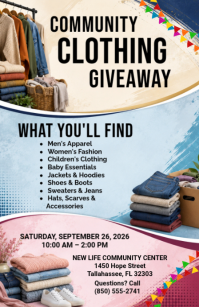 Blue Clothing Giveaway Event Tabloid Template
