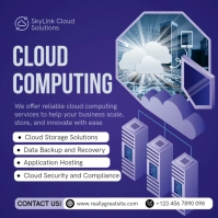 Blue Modern & Minimal Cloud Computing Services Instagram Post Instagram-Beitrag template