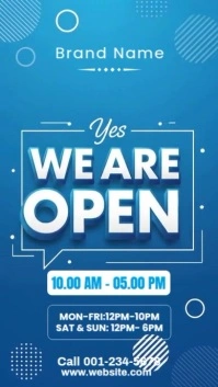 Blue Modern & Minimal Come In We Are Open Instagram Story template