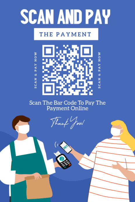 Blue Modern & Minimal Contactless Payment Poster Template | PosterMyWall
