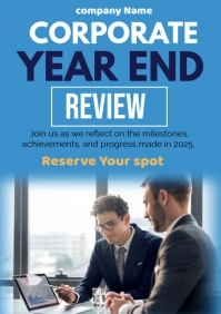 Blue Modern & Minimal Corporate Year End Review A2 template