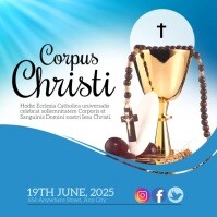 Blue Corpus Christi Celebration Instagram Post Template
