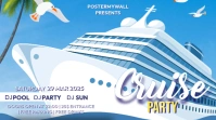 Blue Modern & Minimal Cruise Party Pos Twitter template