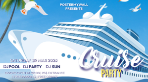 Blue Modern & Minimal Cruise Party Pos Twitter template