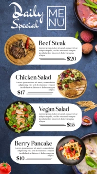 Blue Modern & Minimal Daily Special Menu Inst Instagram na Kuwento template