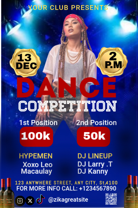 Blue Modern & Minimal Dance Competition Pinterest Graphic Template ...