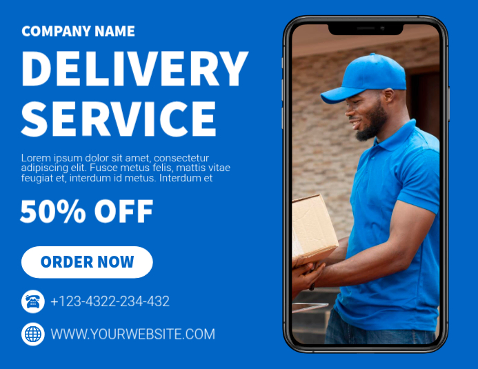 Blue Modern & Minimal Delivery Service Promotion Flyer Template ...
