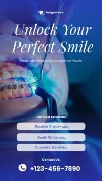 Blue Modern & Minimal Dental Services Promotion Reel Instagram template