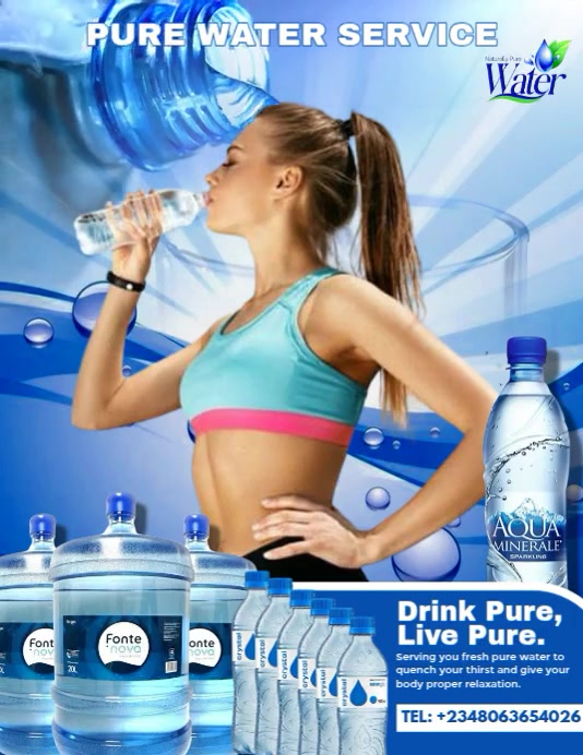 Plantilla de Blue Modern & Minimal Drink Water Ads Flyer (us Letter ...