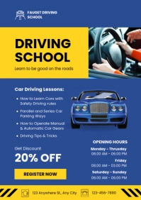 Blue Modern & Minimal Driving School A4 template