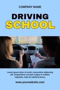Blue Modern & Minimal Driving School Poster template
