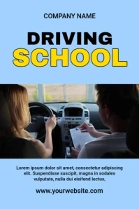 Blue Modern & Minimal Driving School Poster โปสเตอร์ template