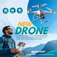 สีน้ำเงิน Drone Advertisement Instagram-opslag Template