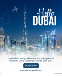 Blue Modern & Minimal Dubai Tour And Travel Promotion Instagram Portrait template