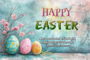 Blue Modern & Minimal Easter Card Label Etiket template