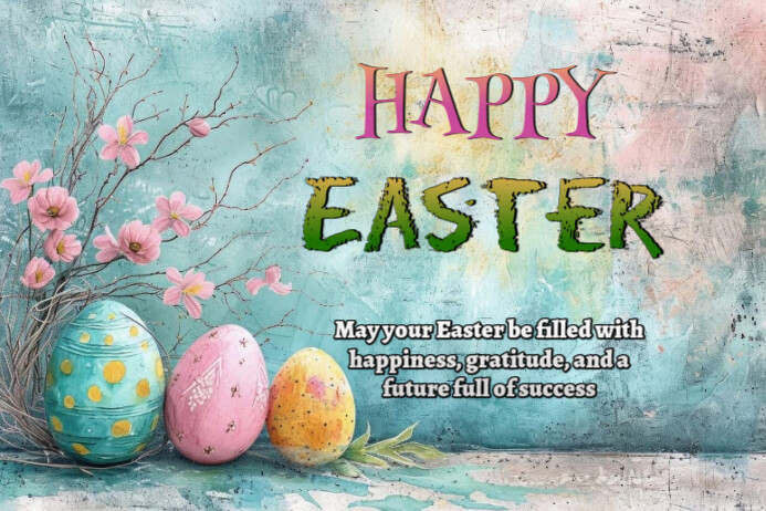 Blue Modern & Minimal Easter Card Label Rótulo template