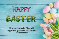 Blue Modern & Minimal Easter Card Label Etichetta template