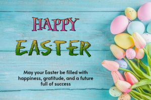 Blue Modern & Minimal Easter Card Label Etiket template