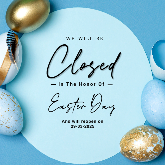 Blue Modern & Minimal Easter Closure Announcement Instagram Post ...