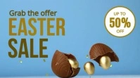Blue Modern & Minimal Easter Sale Video Digital Display (16:9) template