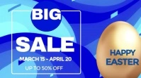 Blue Modern & Minimal Easter Sale Video Digital Display (16:9) template