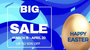 Azul Blue Modern & Minimal Easter Sale Video Digital Display (16:9) Digitalt display Template