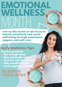 Blue Emotional Wellness Month A4 Template