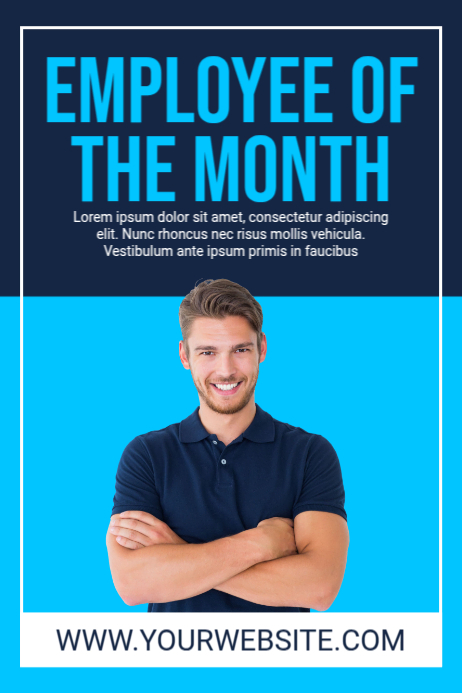 Blue Modern & Minimal Employee Of The Month Poster template