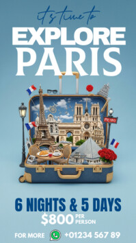 Blue Modern & Minimal Explore Paris Instagram Story template
