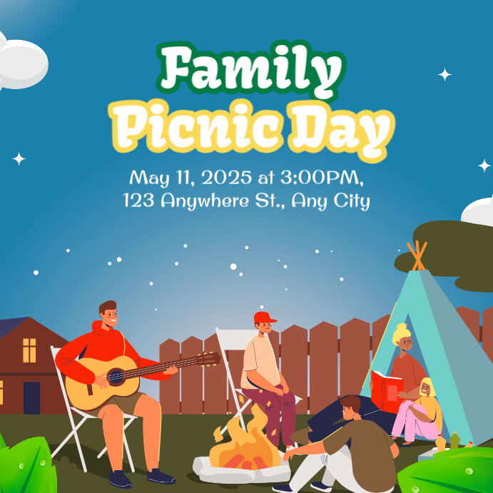 Blue Modern & Minimal Family Picnic Day Instagram Post Template ...