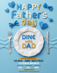Blue Modern & Minimal Father's Day Brunch Flyer Рекламная листовка (US Letter) template