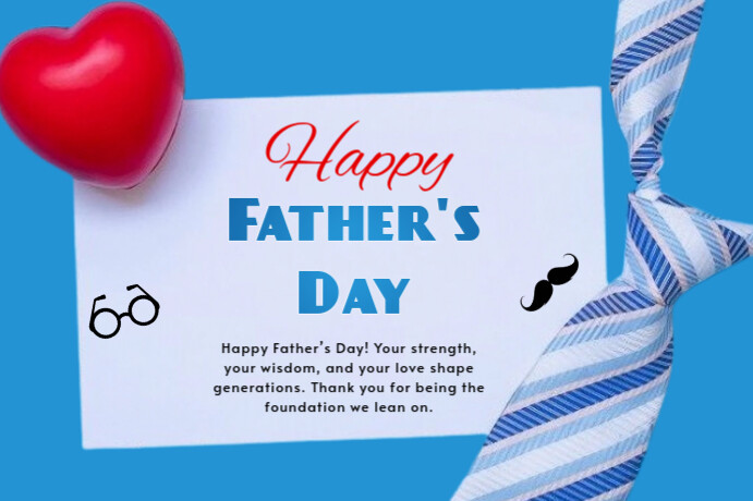 Blue Modern & Minimal Father's Day Card Flag Bandeira template