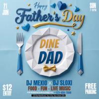 Blue Modern & Minimal Father's Day Dinner Event Square Video Kvadrat (1:1) template