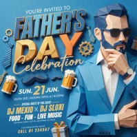 Blue Modern & Minimal Father's Day DJ Event Square Video Cuadrado (1:1) template