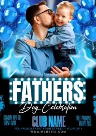 Blue Modern & Minimal Fathers Day Party A6 template