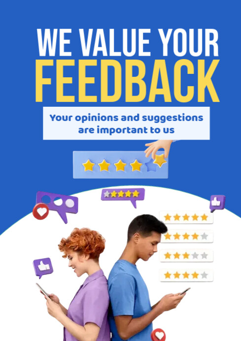 Blue Modern & Minimal Feedback Review A2 template