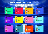 Blue Modern & Minimal FIFA World Cup 2026 Match Schedule Postcard Ikhadi leposi template