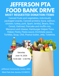 Blue Modern & Minimal Food Bank Drive Flyer Folder (US Letter) template