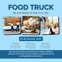 Niebieski Blue Modern & Minimal Food Truck Promotion  Pos Instagram Instagram Post Template