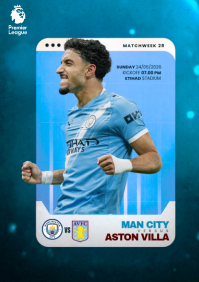 Blue Modern & Minimal Football Final FA CUP Match Announcement A4 template