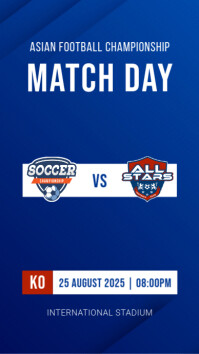 Blue Modern & Minimal Football Soccer Match Day Instagram Story template