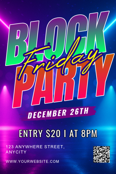 Plantilla de Blue Modern & Minimal Friday Block Party Poster | PosterMyWall