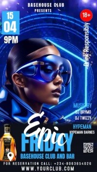 Blue Modern & Minimal Friday Night Party Instagram Story template