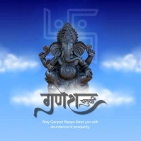 Blue Modern & Minimal Ganesh Chaturthi Video Wish Flyer Template Instagram Post